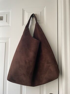Faux suede leather shoulder bag